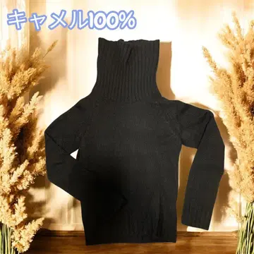 카멜 100% 블랙 터틀넥 스웨터