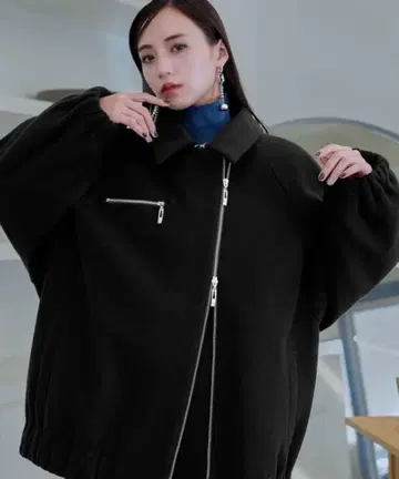 HARE 울리 테크 스텐칼라 집업 블루종 여성용 블랙