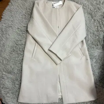 여성용 롱 코트 노카라 화이트