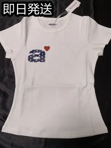 aeae 폴카 도트 자수 반팔 T셔츠 화이트