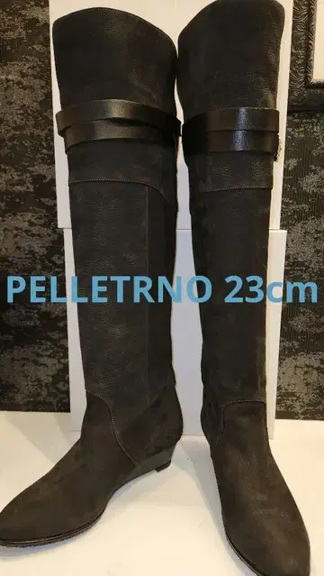 새상품급 pelleterno 페레텔노 웨지솔 니하이 부츠 스웨이드
