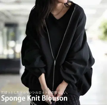 스펀지 니트 블루종 니트 여성용 상의