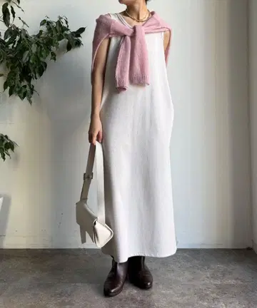 새상품 DOUDOU 부클레 종이상자 탱크 원피스 라이트 베이지
