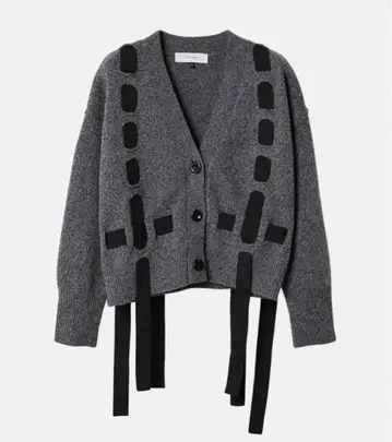 테이프 디테일 니트 가디건 르쉘블루