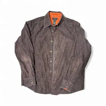 브라운 물결 무늬 긴팔 셔츠