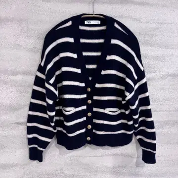 ZARA 울 보더 무늬 가디건