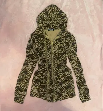 헤이세이 갸루 구제 의류 y2k 표범 무늬 지퍼 2개 디자인 후드티