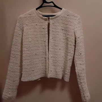 자라 펄 트위드 니트 가디건