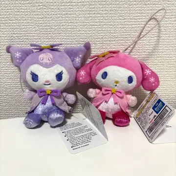 산리오 캐릭터즈 스노우 레인보우 마이멜로디 쿠로미 봉제 인형 2개 세트