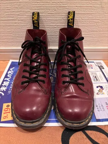 닥터 마틴 빨간색 워크 부츠 바운싱 밑창