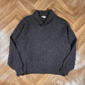 엘엘빈 USA제 80s 울 니트 숄카라 차콜 그레이