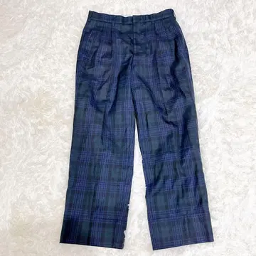 M0162 [온워드] 체크 무늬 팬츠 울 혼방 포크 지퍼