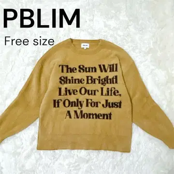 PBLIM 베이지 메시지 니트 스웨터 프리 사이즈