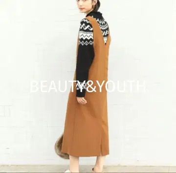 BEAUTY&YOUTH 프론트 버튼 오버롤 스커트 브라운 S