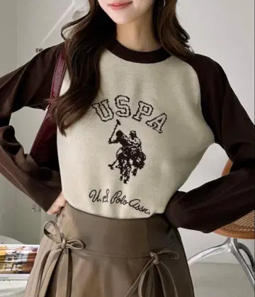 [Ada. 별주 U.S. POLO ASSN] 래글런 자카드 로고 니트