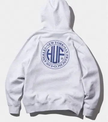 HUF 그레이 후드 부착 후드티