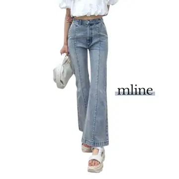 새상품급 mline 에무라인 백스톤 데코 플레어 데님 Y2K