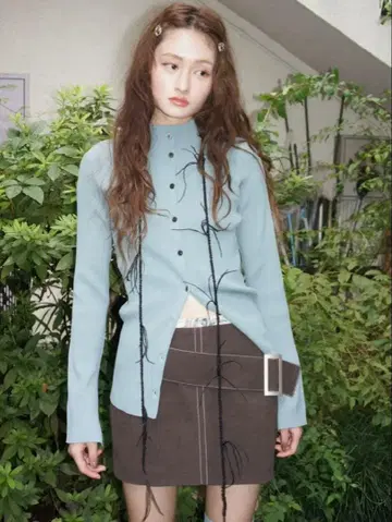 롱 슬리브 플레인 가디건