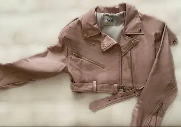 츠키 핑크 크롭 라이더 자켓 크롭 탑