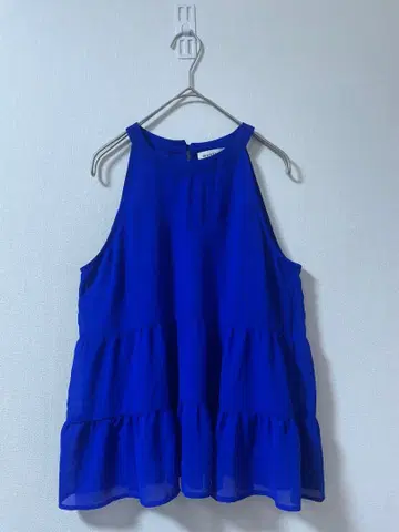 montau 모토 파란색 쉬폰 티어드 슬리브리스 S 2-10