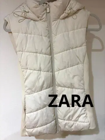 ZARA 후드 부착 다운 베스트 화이트 새상품급 화이트 자라