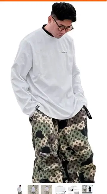 롱 슬리브 T셔츠 밑단 절개 페이즐리 크루넥 스노우보드 이너