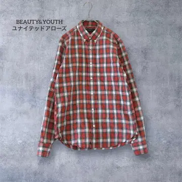 [ BEAUTY&YOUTH 유나이티드 애로우즈 ] 체크 블라우스 코튼