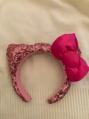 핑크 스팽글 고양이 귀 머리띠 키티