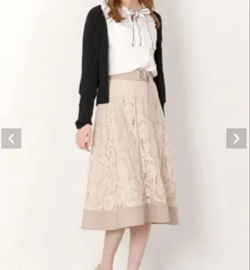 새상품 MISCH MASCH 레이스 플레어 스커트 베이지 M