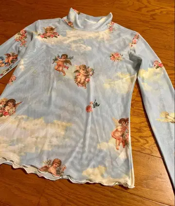 70s 유럽 프랑스 빈티지 천사 시어 탑 롱T 엔젤