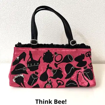 미사용 새상품 Think Bee! 실루엣 패턴 핑크 핸드백