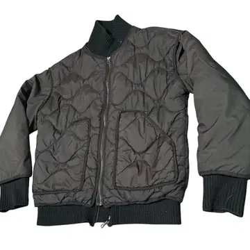 ZARA 레이어드 니트 나일론 블랙 퀼팅 자켓