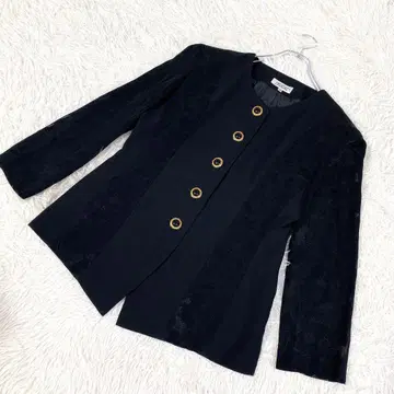 [ 아름다운 실루엣 ] 노카라 자켓 골드 버튼 소매 시스루 블랙 11호