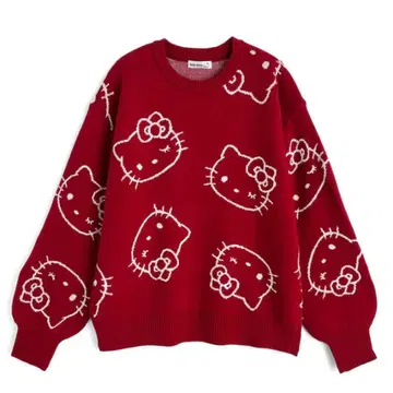 산리오 캐릭터즈 헬로키티 니트탑[sf1183] 빨간색 긴팔