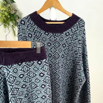 T1233 지나시스 셋업 올 패턴 니트 오버 사이즈 루즈핏 겨울