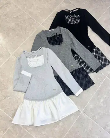 [ evelyn ] 체크 도킹 니트 op