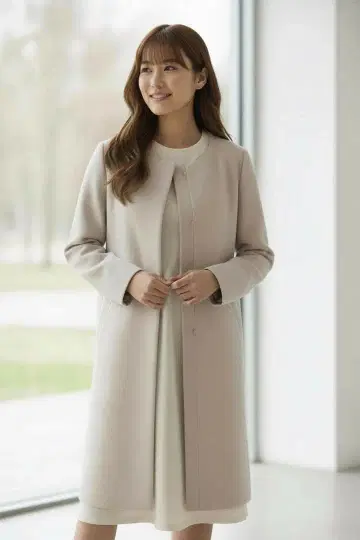 [ 새상품급 ] 프로포션 바디 드레싱 노카라 코트 베이지 S 사이즈