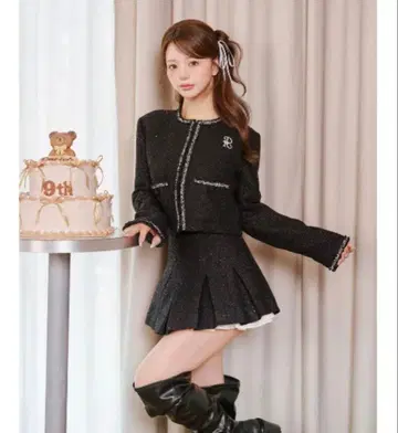 다리치 스팽글 트위드 자켓 + 스커트 세트