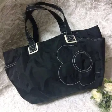 마리콴트 스티치 꽃 나일론 토트백 마더백 블랙