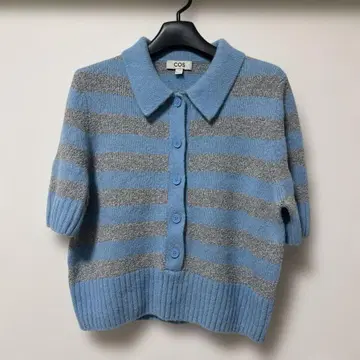 COS 울 알파카 혼방 반팔 니트 스트라이프 sizeL