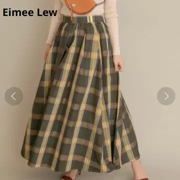 새상품급 Eimee Lew 에이미 로 마드라스 체크 스커트 체크 무늬