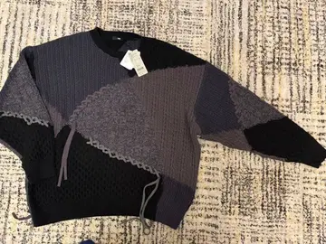 HARE 패치워크 니트 스웨터 L 블랙 그레이 계열