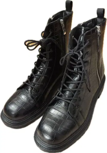 새상품급 오리엔탈 트래픽 크로커다일 무늬 블랙 부츠 지퍼 포함