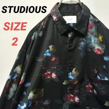 STUDIOUS 스테디오스 꽃무늬 셔츠 긴팔 올 패턴 남성용 블랙