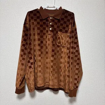 BoTT 체크 무늬 피케 셔츠 L 브라운