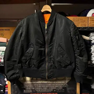 80s 빈티지 ALPHA INDUSTRIES 사제 MA-1 블랙