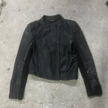 블랙 가죽 라이더 자켓