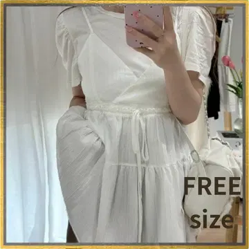 레이스 걸리시 튜닉 화이트 프리 사이즈