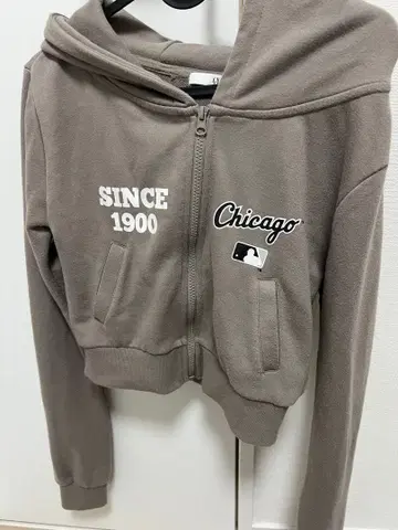 GYDA 후드 부착 크롭 후드티 그레이