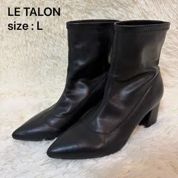 LE TALON 스트레치 가죽 숏부츠 스틸레토 블랙